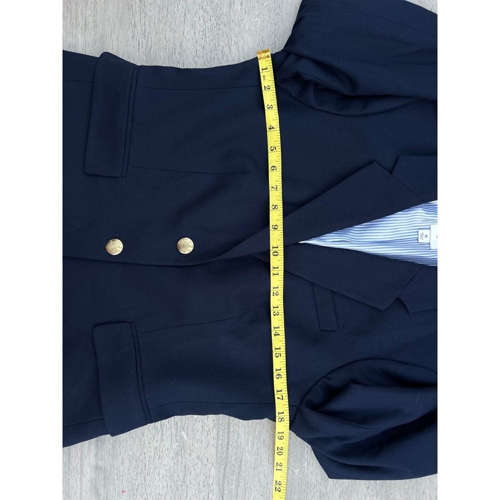 J.Crew Navy Blue Wool Blend Schoolboy Blazer Gold Crest Buttons Size 6 - Picture 4 of 14